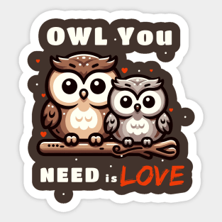 Cute Owl lovers Valentine Couple Sticker